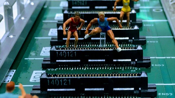 Public trust deficit is a major hurdle for AI growth Figures hurdling on a computer board as while politicians tout AI’s promise of growth and efficiency, a new report reveals a public trust deficit in the technology.
