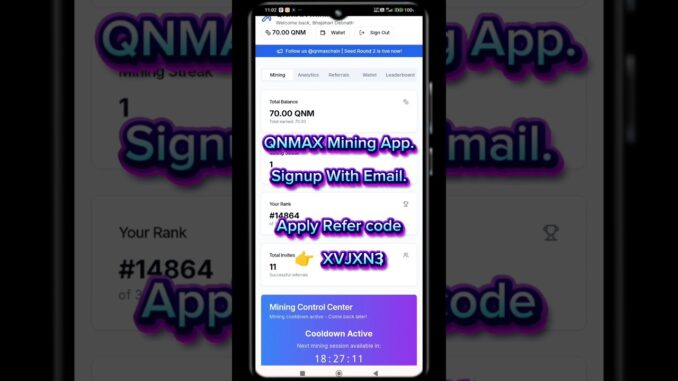 QNMAX Token Mining Airdrop! EARN Crypto Without Investment! #airdropcrypto